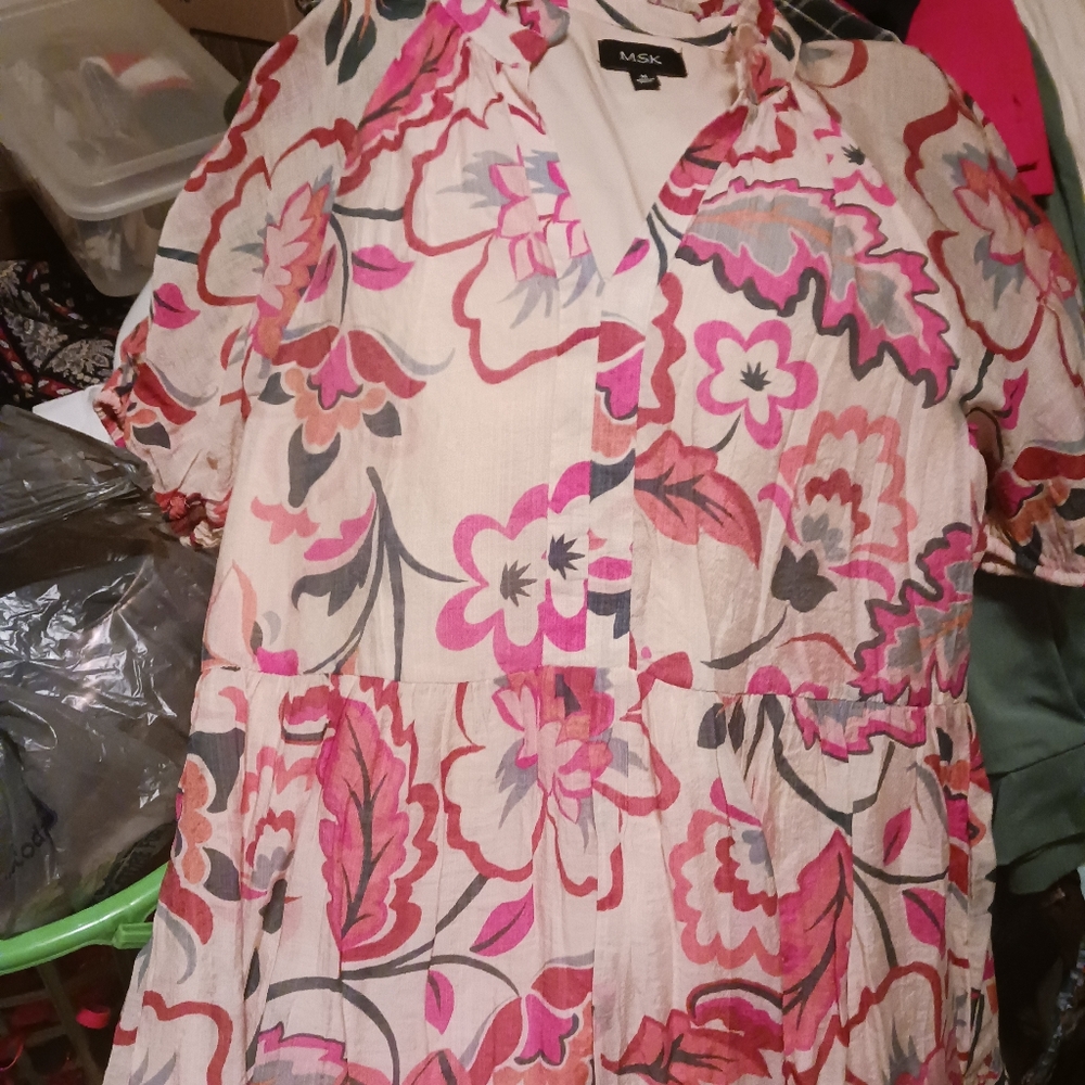 MSK Pink and Cream Floral Dress - Picture 6 of 6